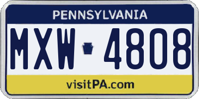 PA license plate MXW4808