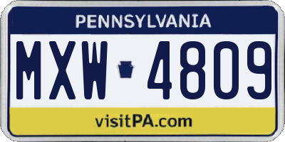 PA license plate MXW4809