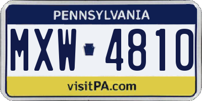 PA license plate MXW4810