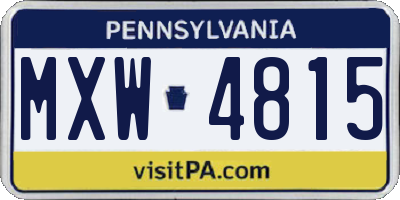 PA license plate MXW4815