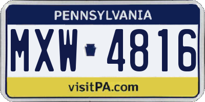 PA license plate MXW4816