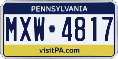 PA license plate MXW4817