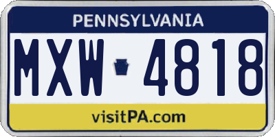 PA license plate MXW4818