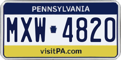 PA license plate MXW4820