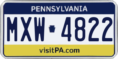PA license plate MXW4822