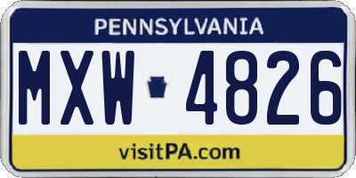 PA license plate MXW4826