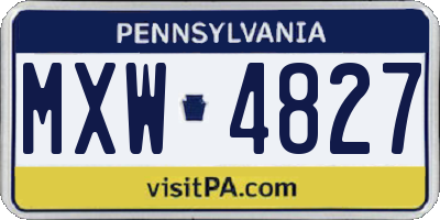 PA license plate MXW4827