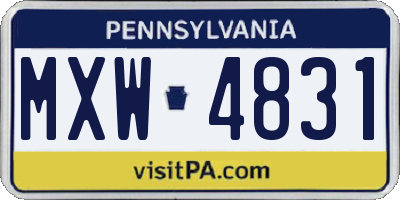 PA license plate MXW4831