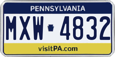 PA license plate MXW4832