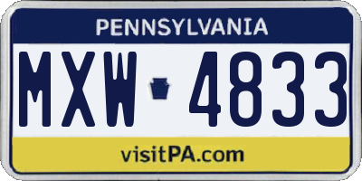 PA license plate MXW4833