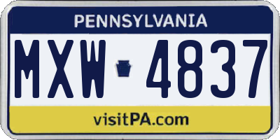 PA license plate MXW4837