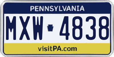 PA license plate MXW4838