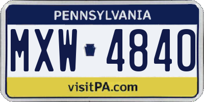PA license plate MXW4840