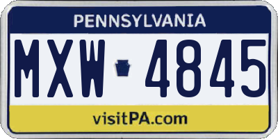 PA license plate MXW4845