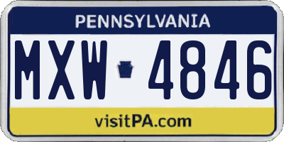 PA license plate MXW4846