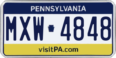 PA license plate MXW4848