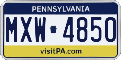 PA license plate MXW4850