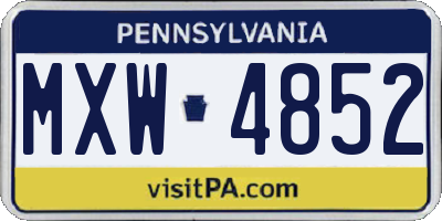 PA license plate MXW4852