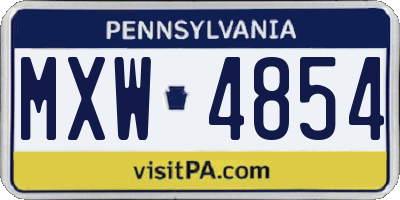 PA license plate MXW4854