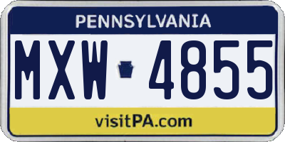 PA license plate MXW4855