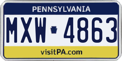 PA license plate MXW4863