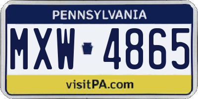 PA license plate MXW4865