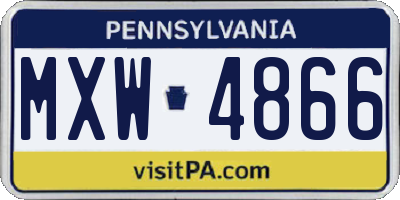 PA license plate MXW4866
