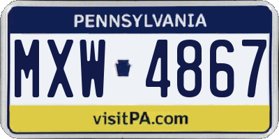 PA license plate MXW4867