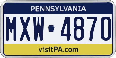 PA license plate MXW4870