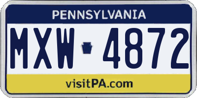PA license plate MXW4872