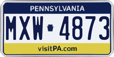 PA license plate MXW4873