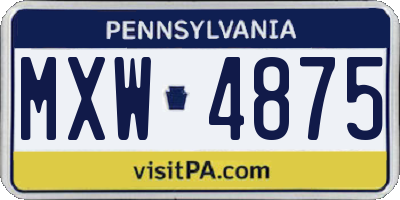 PA license plate MXW4875