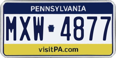PA license plate MXW4877
