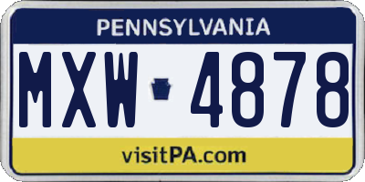 PA license plate MXW4878