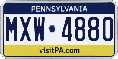 PA license plate MXW4880