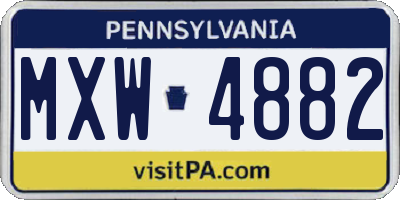 PA license plate MXW4882