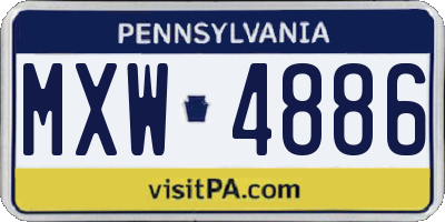 PA license plate MXW4886