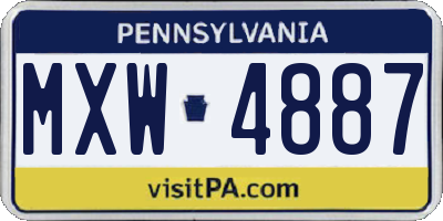 PA license plate MXW4887