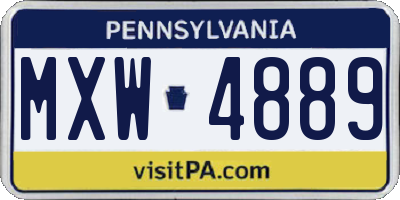 PA license plate MXW4889