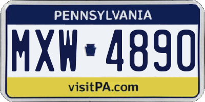 PA license plate MXW4890