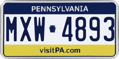 PA license plate MXW4893