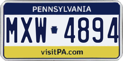 PA license plate MXW4894