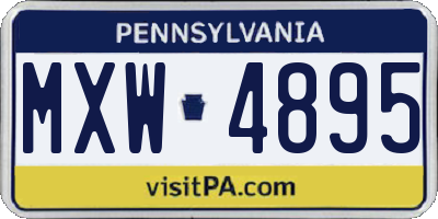 PA license plate MXW4895