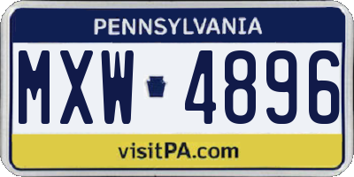 PA license plate MXW4896