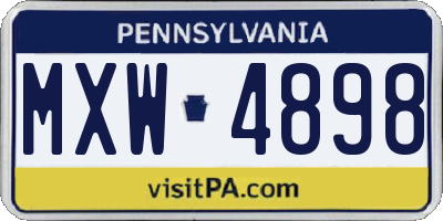 PA license plate MXW4898
