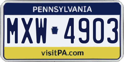 PA license plate MXW4903