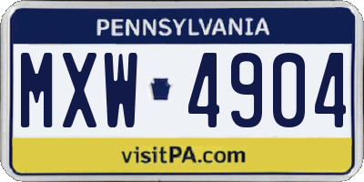 PA license plate MXW4904