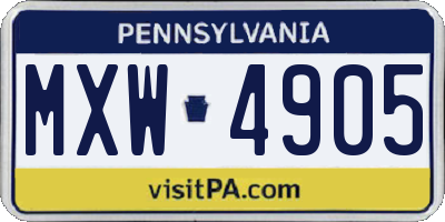 PA license plate MXW4905