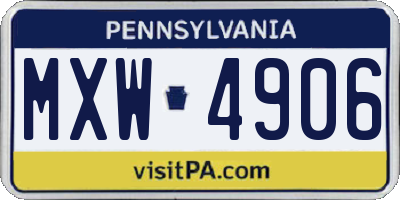 PA license plate MXW4906