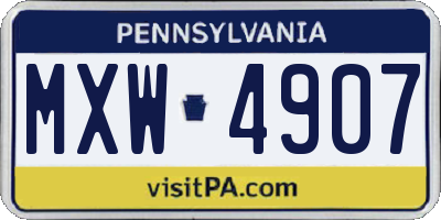 PA license plate MXW4907